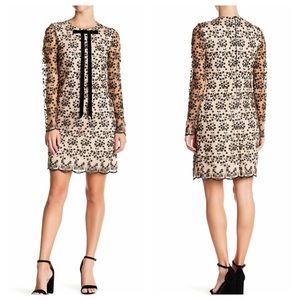 Betsey Johnson Tie Detail Floral Embroidery dress